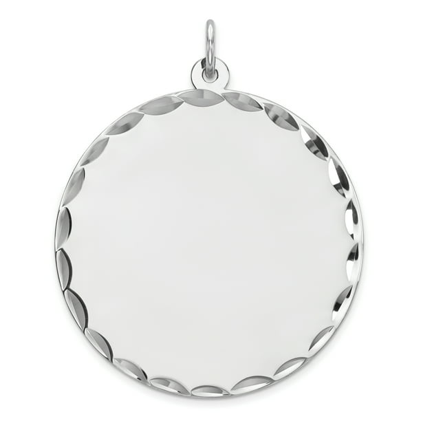Rhodium-Plated Sterling Silver Engravable Oval Polished Front/Satin Back Disc Charm Rhodium-Plated Sterling Silver Engravable Oval Polished Front/Satin Back Disc Charm